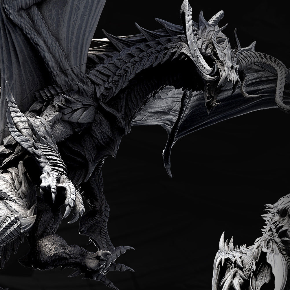 Elder Black Dragon vs Elder Blue Dragon Fight Diorama | Mini Monster Mayhem | Elder Dragons | RESIN | Fantasy | Horror | Wargaming | RPG | Gaming | Elder Dragon