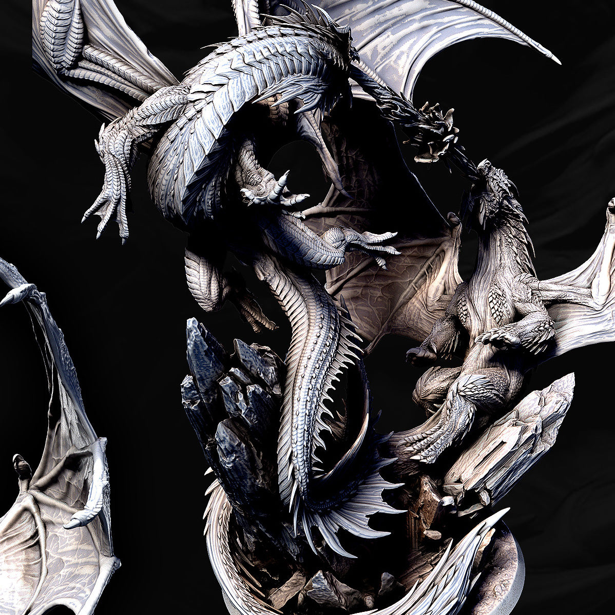 Elder Red Dragon vs Elder White Dragon Fight Diorama | Mini Monster Mayhem | Elder Dragons | RESIN | Fantasy | Horror | Wargaming | RPG | Gaming | Elder Dragon